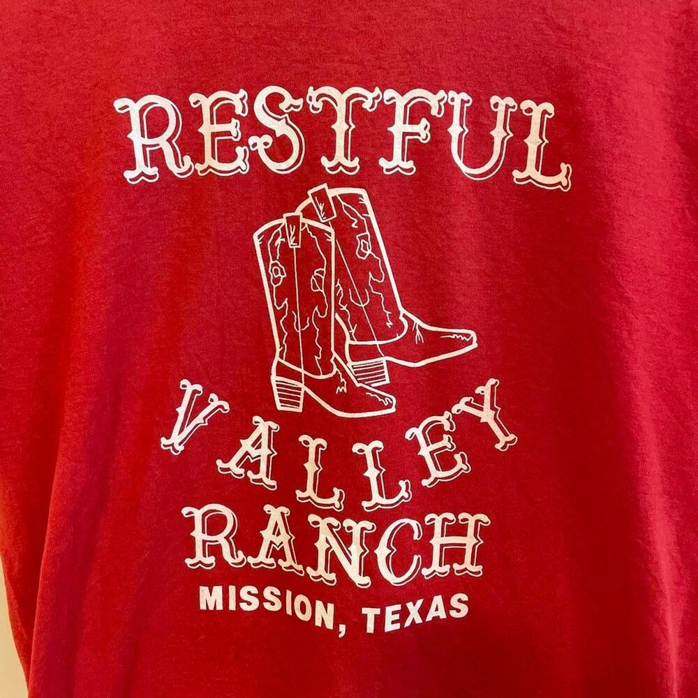 Vintage made in USA Red Restful Valley Ranch Mission Texas t-shirt